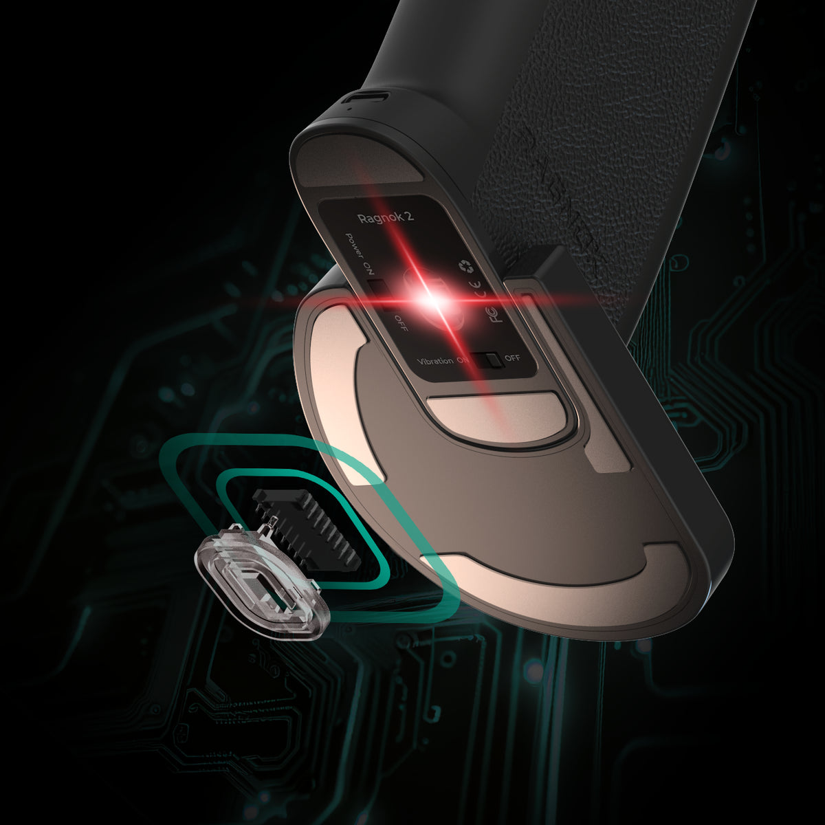 Bottom sensor and switch design detail of the FireGrip.