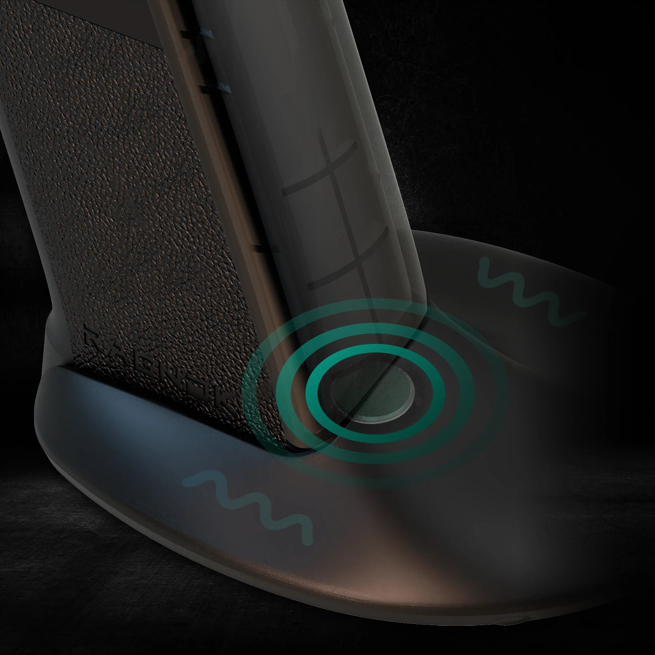 Close-up of the built-in vibration motor on the RAGNOK gaming mouse.